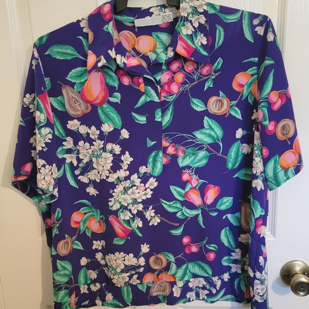 Vintage fruit print top sz 18